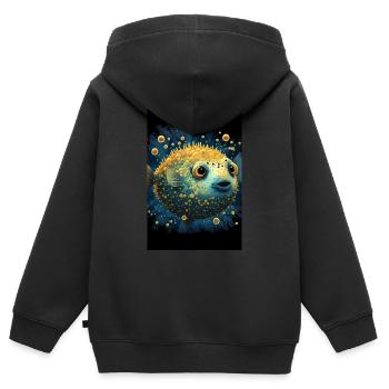 Kugelfisch Fische Kugelfische Pufferfish - Kinder Premium Organic Zip Hoodie - Schwarz - Hinten - AI Model Kid Male (0cm)