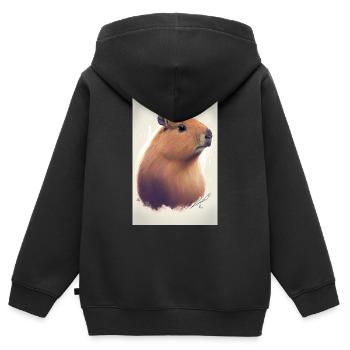 Capybara capybara Capybaras drawing animal - Kids Premium Organic Zip-up Hoodie - black - Back - AI Model Kid Male (0cm)