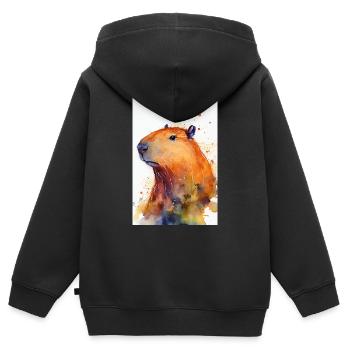 Capybara capybara Capybaras watercolors - Kids Premium Organic Zip-up Hoodie - black - Back - AI Model Kid Male (0cm)