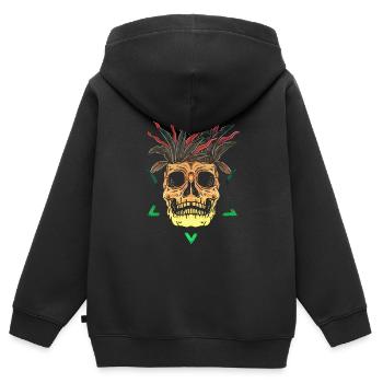 Skeleton Skeleton Skater bone Skull skeleton head - Kids Premium Organic Zip-up Hoodie - black - Back - AI Model Kid Male (0cm)