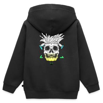 Skeleton Skeleton Skater bone Skull skeleton head - Kids Premium Organic Zip-up Hoodie - black - Back - AI Model Kid Male (0cm)