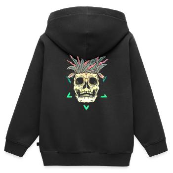 Skeleton Skeleton Skater bone Skull skeleton head - Kids Premium Organic Zip-up Hoodie - black - Back - AI Model Kid Male (0cm)