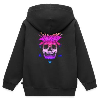 Skeleton Skeleton Skater bone Skull skeleton head - Kids Premium Organic Zip-up Hoodie - black - Back - AI Model Kid Male (0cm)