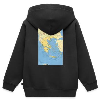 Griechenland Karte mit Städten Straßen Flüssen See - Kinder Premium Organic Zip Hoodie - Schwarz - Hinten - AI Model Kid Male (0cm)