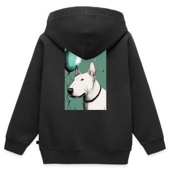 Bullterrier Hund Ballon - Kinder Premium Organic Zip Hoodie - Schwarz - Hinten - AI Model Kid Male (0cm)