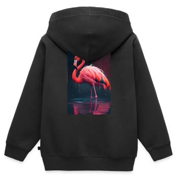 Flamingo Flamingos Tier Vogel Illustration - Kinder Premium Organic Zip Hoodie - Schwarz - Hinten - AI Model Kid Male (0cm)