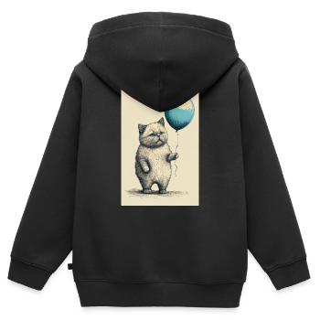 Katze Kätzchen Kater Tier Katzen Ballon - Kinder Premium Organic Zip Hoodie - Schwarz - Hinten - AI Model Kid Male (0cm)