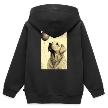 Labrador Hund Ballon - Kinder Premium Organic Zip Hoodie - Schwarz - Hinten - AI Model Kid Male (0cm)