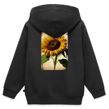 Sonnenblume Blume Sonnenblumen Blumengarten - Kinder Premium Organic Zip Hoodie - Schwarz - Hinten - AI Model Kid Male (0cm)