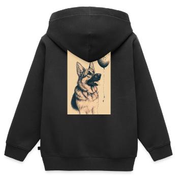 Deutscher Schäferhund Hund Malinois Ballon - Kinder Premium Organic Zip Hoodie - Schwarz - Hinten - AI Model Kid Male (0cm)