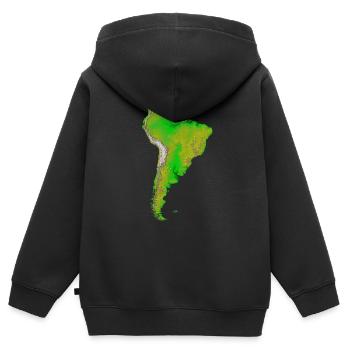 Südamerika physische Karte - Kinder Premium Organic Zip Hoodie - Schwarz - Hinten - AI Model Kid Male (0cm)