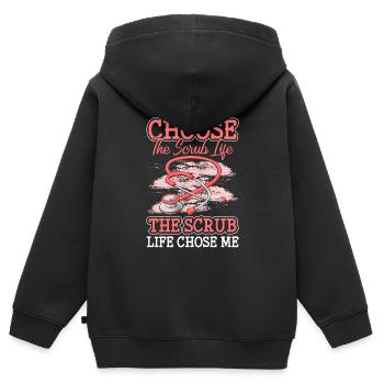 Études médicales Plaie d’amour - Sweat Premium à capuche zippé enfant bio - noir - Dos - AI Model Kid Male (0cm)