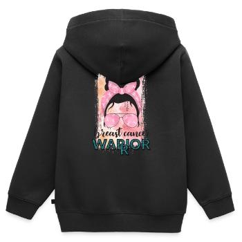 Brustkrebs-Kriegerin - Kinder Premium Organic Zip Hoodie - Schwarz - Hinten - AI Model Kid Male (0cm)