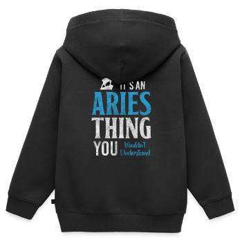 Horoscope Astrologie Superstition Fierté - Sweat Premium à capuche zippé enfant bio - noir - Dos - AI Model Kid Male (0cm)
