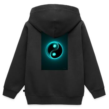 Yin Yang cyan 2 - Kinder Premium Organic Zip Hoodie - Schwarz - Hinten - AI Model Kid Male (0cm)