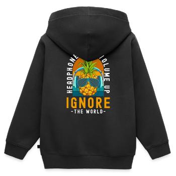Festival de Chansons Techno Musiciens - Sweat Premium à capuche zippé enfant bio - noir - Dos - AI Model Kid Male (0cm)
