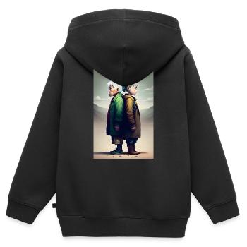 Générations - Sweat Premium à capuche zippé enfant bio - noir - Dos - AI Model Kid Male (0cm)