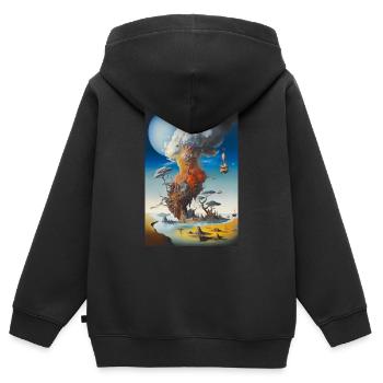 Elemente - Kinder Premium Organic Zip Hoodie - Schwarz - Hinten - AI Model Kid Male (0cm)