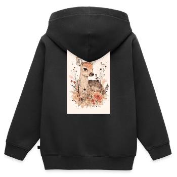 Reh - Kinder Premium Organic Zip Hoodie - Schwarz - Hinten - AI Model Kid Male (0cm)