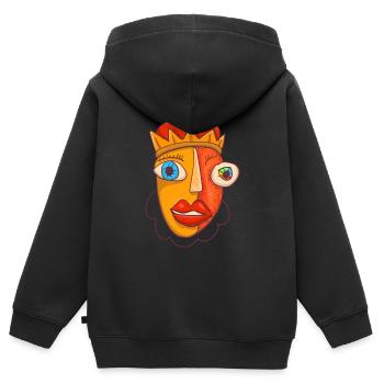 Abstaract König Karikatur - Kinder Premium Organic Zip Hoodie - Schwarz - Hinten - AI Model Kid Male (0cm)