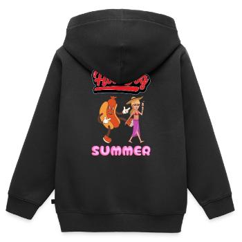 Hot Dog Sommer Mädchen - Kinder Premium Organic Zip Hoodie - Schwarz - Hinten - AI Model Kid Male (0cm)