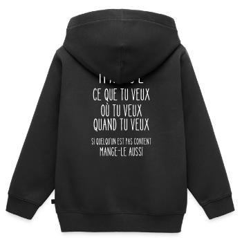 mange ce que tu veux - Sweat Premium à capuche zippé enfant bio - noir - Dos - AI Model Kid Male (0cm)