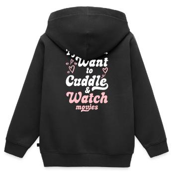Schmusen Teddybär Beziehung Romantisch - Kinder Premium Organic Zip Hoodie - Schwarz - Hinten - AI Model Kid Male (0cm)