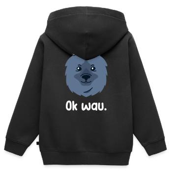Ok wau mit Keeshond Hundeliebhaber - Kinder Premium Organic Zip Hoodie - Schwarz - Hinten - AI Model Kid Male (0cm)