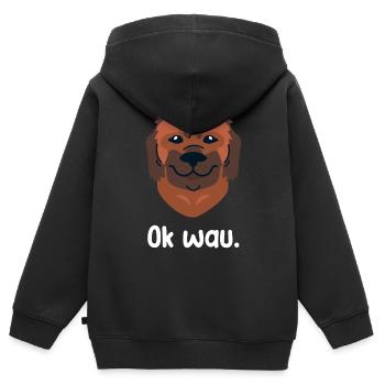 Ok wau mit Leonberger Hundeliebhaber - Kinder Premium Organic Zip Hoodie - Schwarz - Hinten - AI Model Kid Male (0cm)