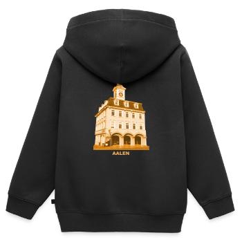 Aalen Rathaus Schwäbische Alb Baden-Württemberg - Kinder Premium Organic Zip Hoodie - Schwarz - Hinten - AI Model Kid Male (0cm)