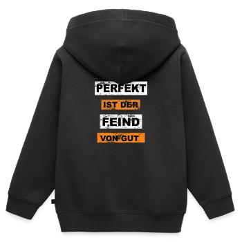 Perfekt ist der Feind von gut Graffiti - Kinder Premium Organic Zip Hoodie - Schwarz - Hinten - AI Model Kid Male (0cm)