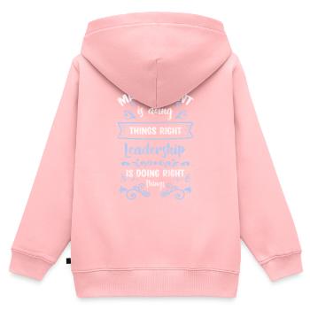 Employé de bureau - Sweat Premium à capuche zippé enfant bio - rose - Dos - AI Model Kid Female (0cm)