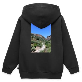 Montagnes de montagne Paysage de montagne Poster - Sweat Premium à capuche zippé enfant bio - noir - Dos - AI Model Kid Male (0cm)