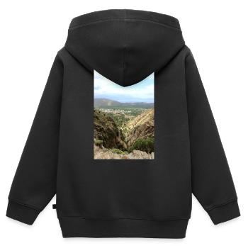 Montagnes de montagne Paysage de montagne Poster - Sweat Premium à capuche zippé enfant bio - noir - Dos - AI Model Kid Male (0cm)