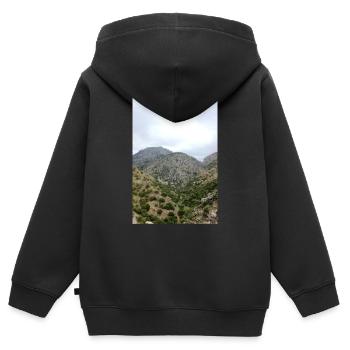 Montagnes de montagne Paysage de montagne Poster - Sweat Premium à capuche zippé enfant bio - noir - Dos - AI Model Kid Male (0cm)