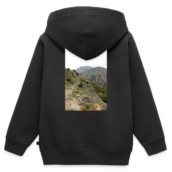 Montagnes de montagne Paysage de montagne Poster - Sweat Premium à capuche zippé enfant bio - noir - Dos - AI Model Kid Male (0cm)