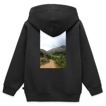 Montagnes de montagne Paysage de montagne Poster - Sweat Premium à capuche zippé enfant bio - noir - Dos - AI Model Kid Male (0cm)