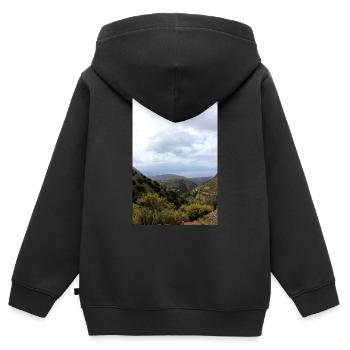 Montagnes de montagne Paysage de montagne Poster - Sweat Premium à capuche zippé enfant bio - noir - Dos - AI Model Kid Male (0cm)