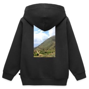 Montagnes de montagne Paysage de montagne Poster - Sweat Premium à capuche zippé enfant bio - noir - Dos - AI Model Kid Male (0cm)