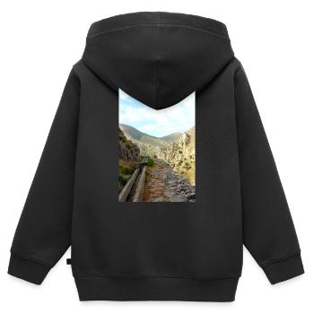 Montagnes de montagne Paysage de montagne Poster - Sweat Premium à capuche zippé enfant bio - noir - Dos - AI Model Kid Male (0cm)