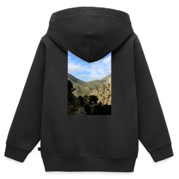 Montagnes de montagne Paysage de montagne Poster - Sweat Premium à capuche zippé enfant bio - noir - Dos - AI Model Kid Male (0cm)