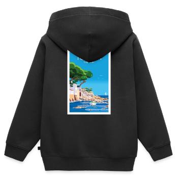 TOULON CAP BRUN - Kinder Premium Organic Zip Hoodie - Schwarz - Hinten - AI Model Kid Male (0cm)