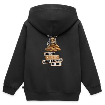 J’ai 99 Cookies cause un ... J’en ai mangé un - Raco mignon - Sweat Premium à capuche zippé enfant bio - noir - Dos - AI Model Kid Male (0cm)