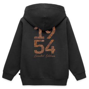 Vintage 1954 édition limitée look rouille - Sweat Premium à capuche zippé enfant bio - noir - Dos - AI Model Kid Male (0cm)