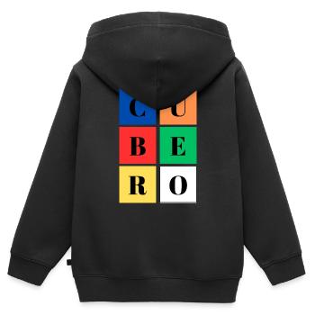 Quadratischer Eimer Farben SpeedCuber - Kinder Premium Organic Zip Hoodie - Schwarz - Hinten - AI Model Kid Male (0cm)