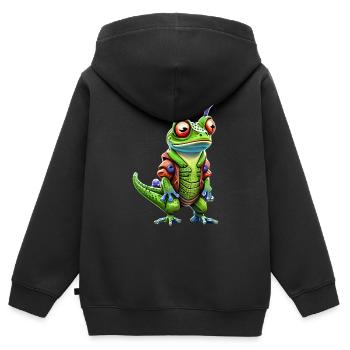 Gecko Galacticus: Ein außerirdisches Abenteuer - Kinder Premium Organic Zip Hoodie - Schwarz - Hinten - AI Model Kid Male (0cm)