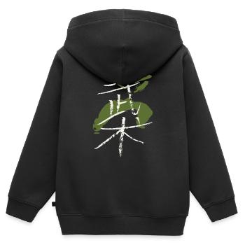Wushu (arts martiaux / chinois) avec figurine - Sweat Premium à capuche zippé enfant bio - noir - Dos - AI Model Kid Male (0cm)