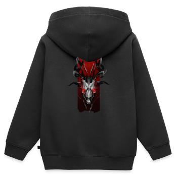 Höllische Erleuchtung: Dämonen-Ziegenschädel mit - Kinder Premium Organic Zip Hoodie - Schwarz - Hinten - AI Model Kid Male (0cm)