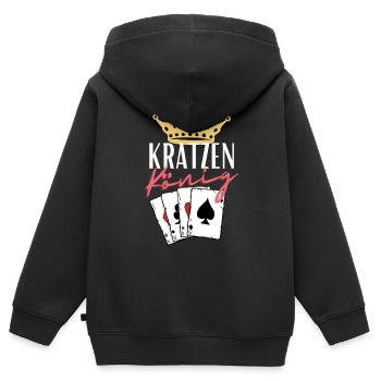 Kratzen König - Kinder Premium Organic Zip Hoodie - Schwarz - Hinten - AI Model Kid Male (0cm)