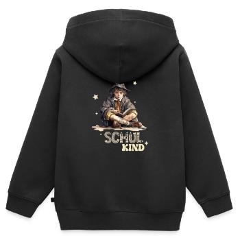 Wizard Schulkind - Kinder Premium Organic Zip Hoodie - Schwarz - Hinten - AI Model Kid Male (0cm)